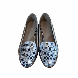 J crew silver loafer ballet flats metallic size 10